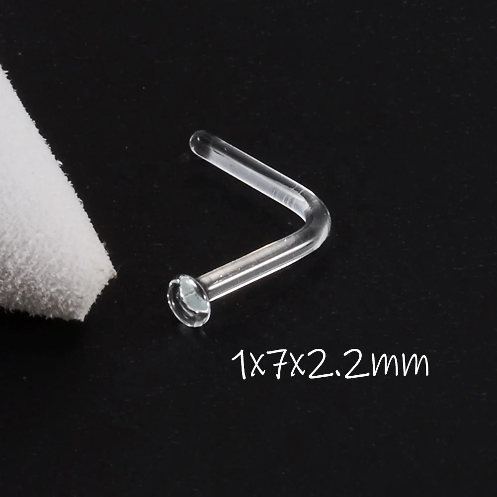 New Design Glass Nose Bone Studs Ring Prevent Allergy Transparent Straight Screw Nose Piercing Body Jewelry