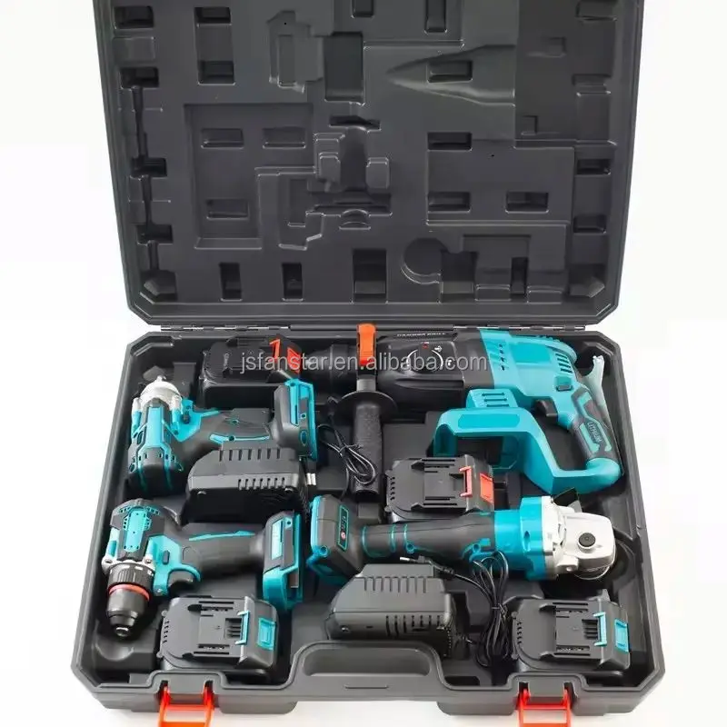 4in1 380nm 21v lithium cordless impact electric shock torque 1/2 gun wrench 2 batteries combo