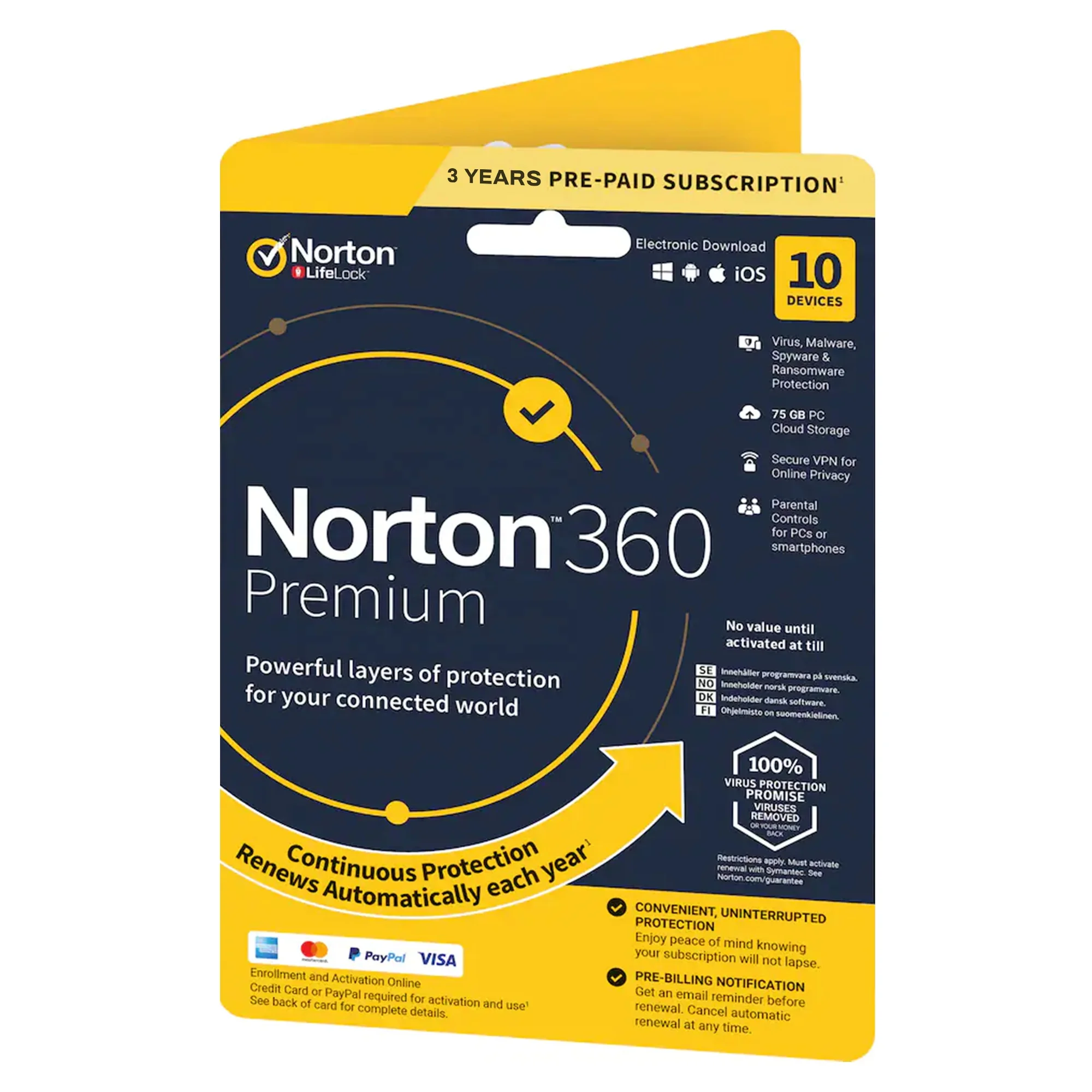 24/7 Online Email Delivery Norton 360 Premium (10 pc 3 year Account+Key) License Antivirus software Online Download