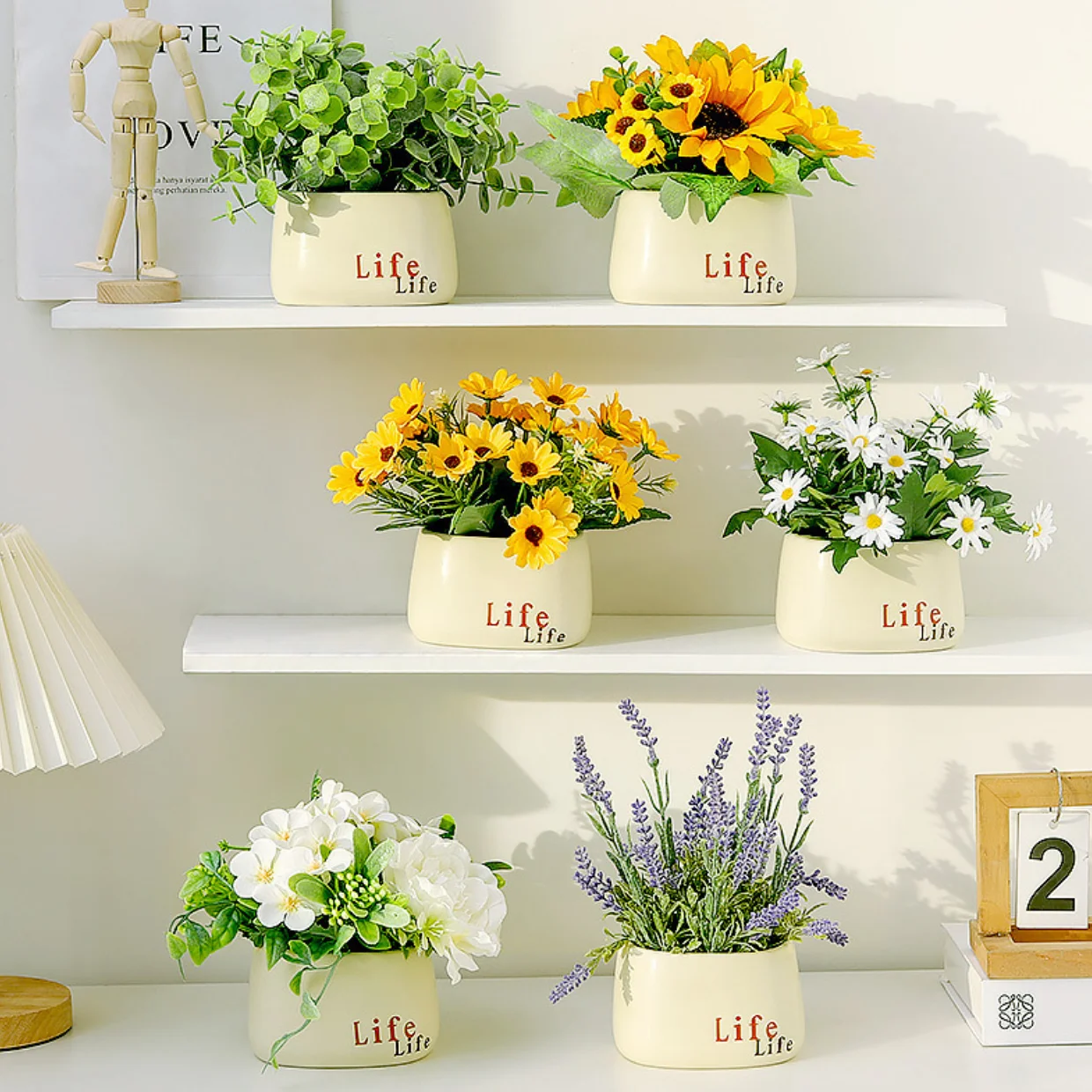 Home Office Decoration Plant Tabletop Decoration Artificial Potted Flower Mini Artificial Flowers Garden Decor Accessories