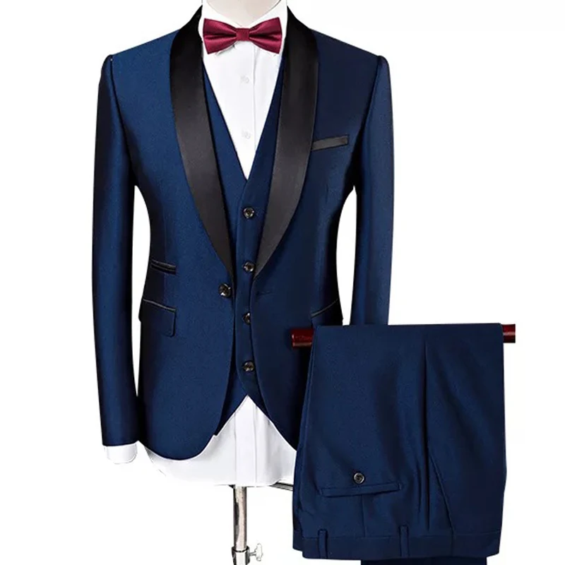 Деловой костюм из 3 предметов, брючный костюм на заказ для мужчин, свадебные костюмы, облегающие мужские костюмы из 3 предметов, комплект для мужчин
