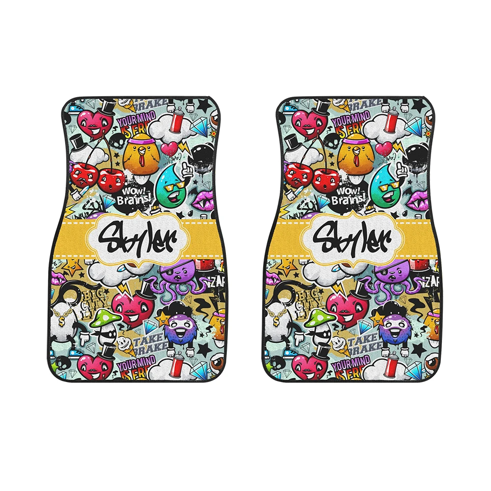 Custom Polyester Printed Logo Car Floor Mat Non slip Personalised Printed Design Sublimation Car Mat With Logo