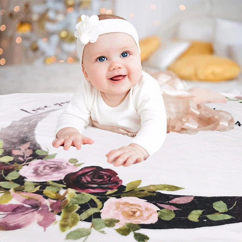New Photography Premium Flannel Fleece Baby Monthly Milestone Blanket for Newborns