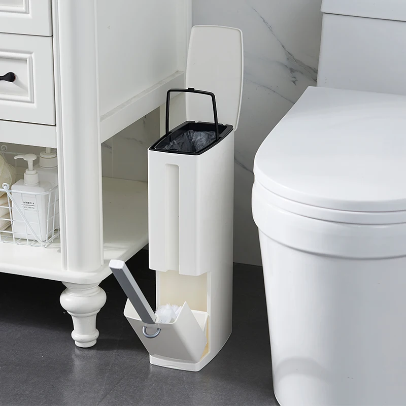 
Hot sale save Space 3 in 1 Bathroom Toilet Trash Can With Brush and Holder 
