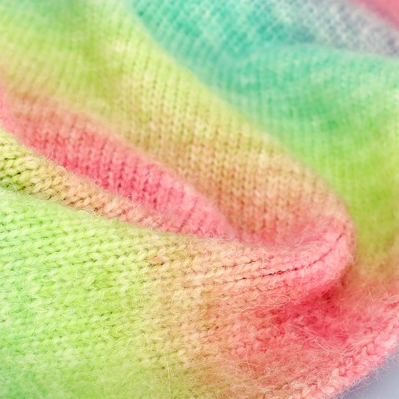 Gradient Color Wool Yarn Fluffy Long Hair Effect Hand Knitting Scarf Sweater Acrylic Polyester Nylon Blended Yarn Cake