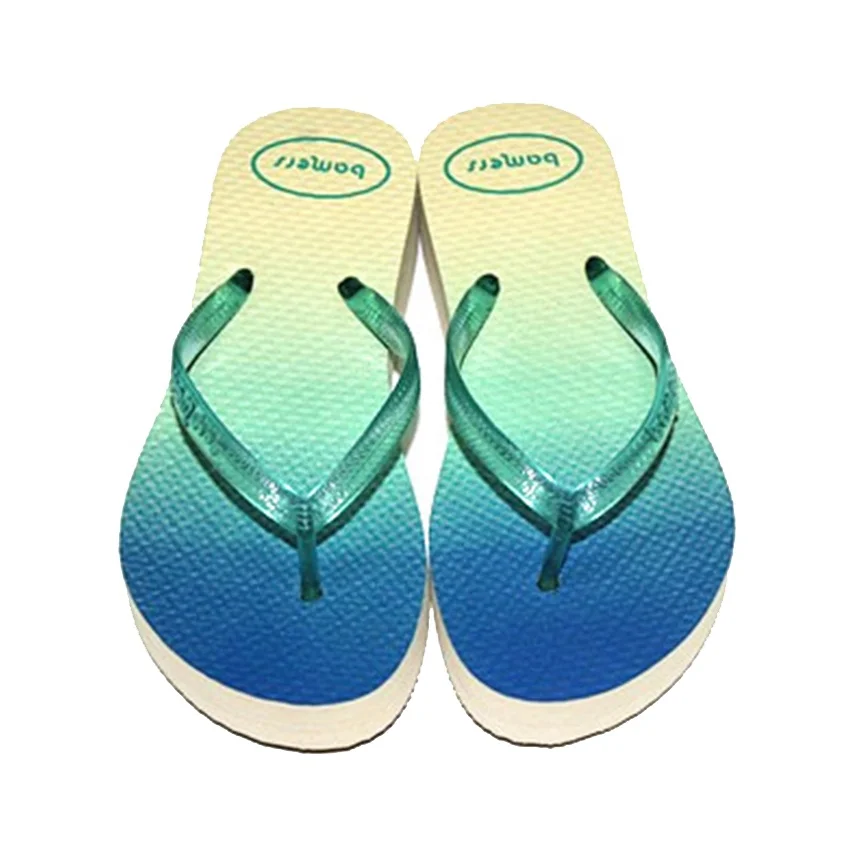 Cheap Women Printed Logo PVC Summer Wedge Platform Beach Slide Sandal Outdoor Ladies Flip Flops For Sale