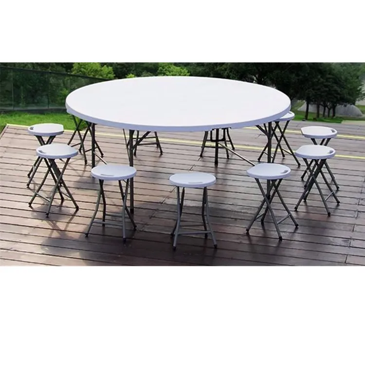 HONGQIAO Outdoor 6FT Fold In Half Banquet Round Table HDPE Plastic Panel 180CM Folding Round Plegable Table For Wedding Garden