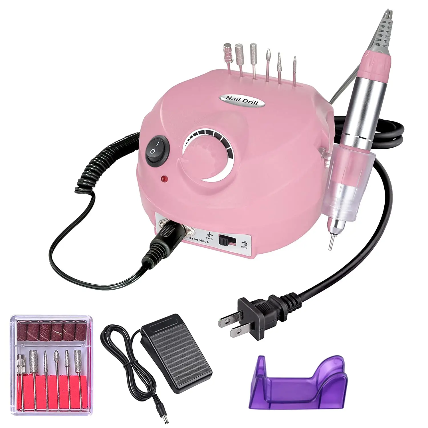 Electric Nail Drill Efile 30000RPM Professional Nail Drill Machine With Foot Pedal Ideal For Nail Salon Pink