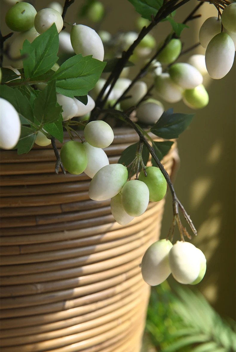 C-AB007 Wholesale Artificial Green Leaf Olive Branch Fruit Kitchen Home PE Olive Fruit Branches for Wedding Party Decor