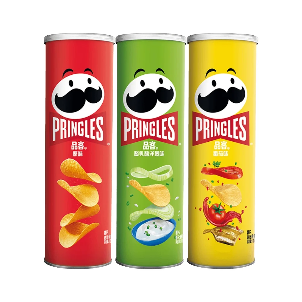 Pringles Potato Chips 110g Canned Original Potato Chips Puffed Casual Snacks Onion Cheese Flavored Mustard Flavored Snacks