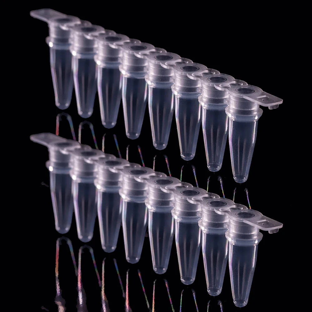 Micro Centrifuge PCR Tubes Laboratory 8 Strips 0.2ml Lab Application Chemical Plastic with Flat Cover Cartons ISO9001 CN;GUA OEM