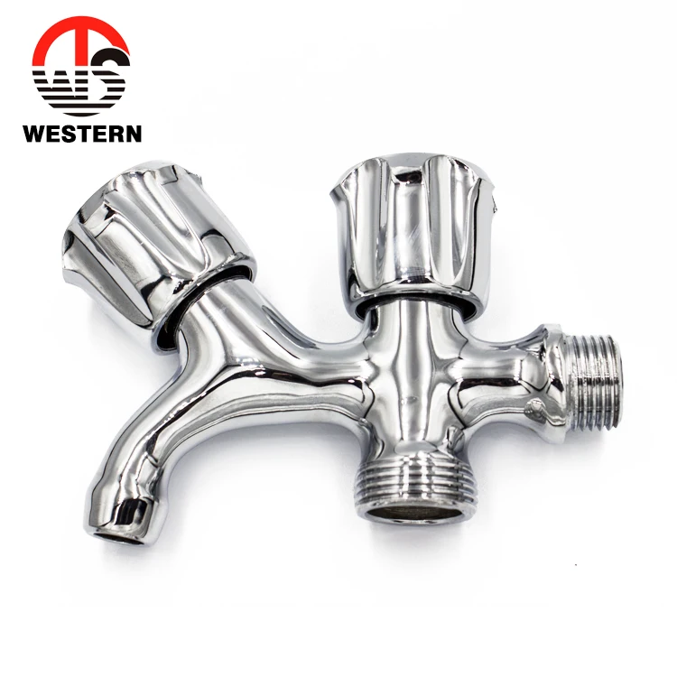 New Design Pn20 Casting Body Polished Chrome Plated Bibcok Washing Machine Bib Tap With Zinc Alloy Round Handle Wheel