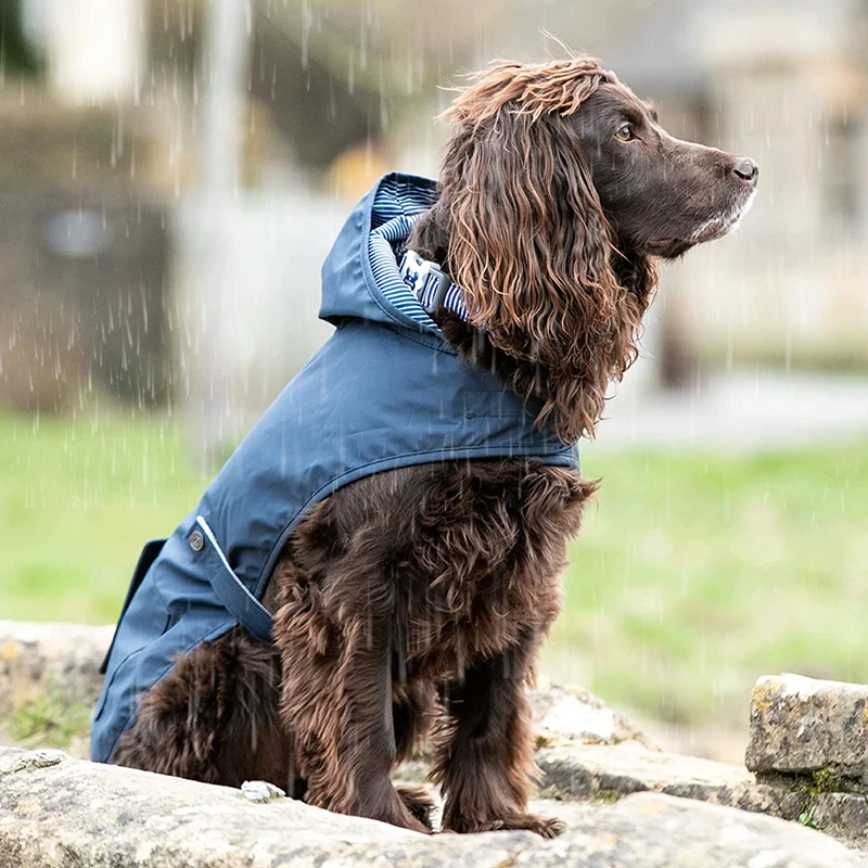 Adjustable Waterproof Lightweight Pet Rain Coat Jacket Quilted Hooded Puffer Coats Dog Clothes With Reflective Stripe Hoodie