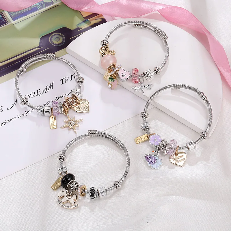 Stainless Steel Diamond Setting Bracelet High Quality Fashionable Charm Bracelet