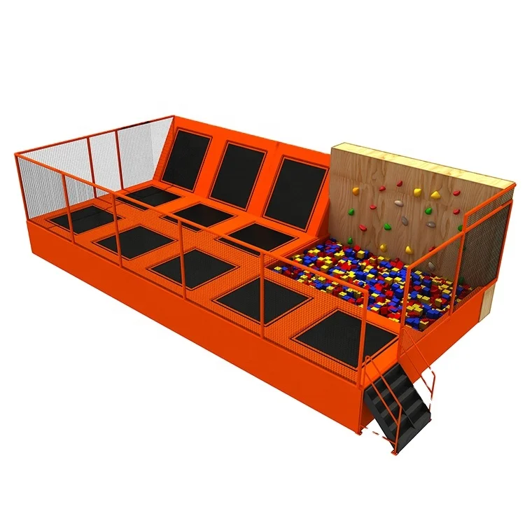 
Commercial small Indoor Playground Trampoline park games with indoor Rock Climbing 