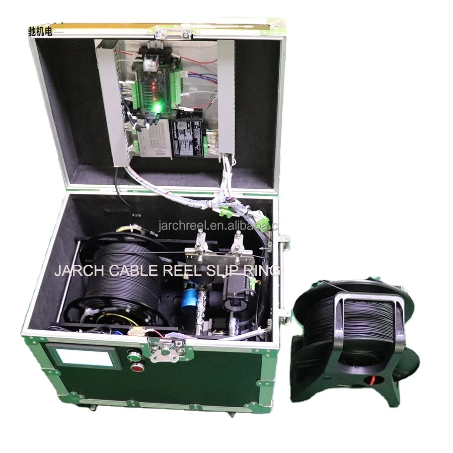 outside working smart reel system fiber optic rotary joint slip ring cable reel for drone