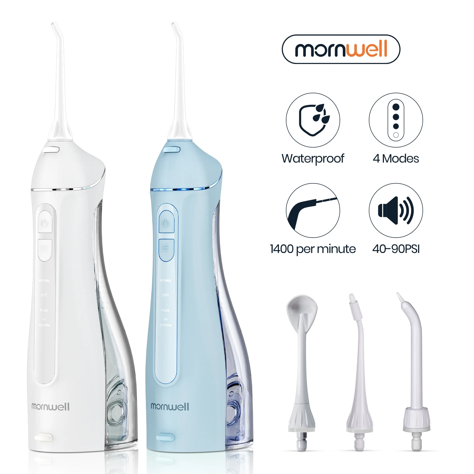 Mornwell Teeth Cleaning Whitening Oral Care Appliances Cordless Water Dental Flosser With Travel Bag Colored