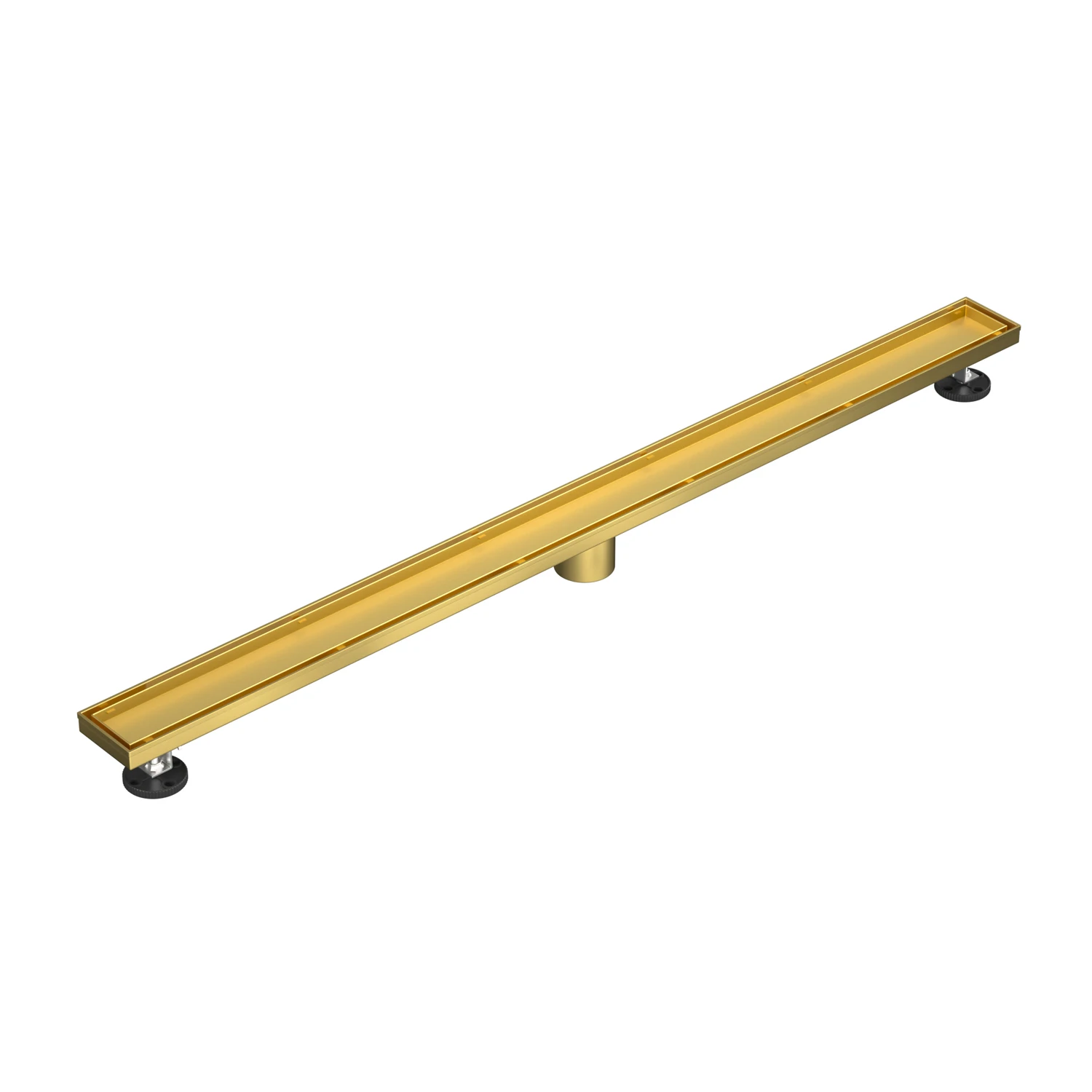 Reversible Cover Golden Linear Shower Drain Invisible Linear Floor Drain with Adjustable Leveling Feet