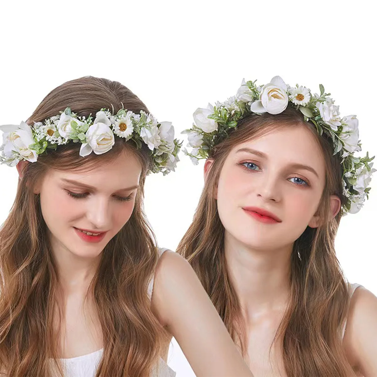 New  Fashion flower hair Full Star Green water grass garland headband hair ring accessories white corolla