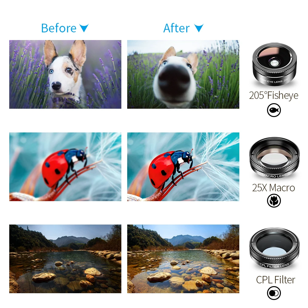 other phone accessories wide angle macro lens 6 in 1 camera lenses kit mobile camera lenses for iphone