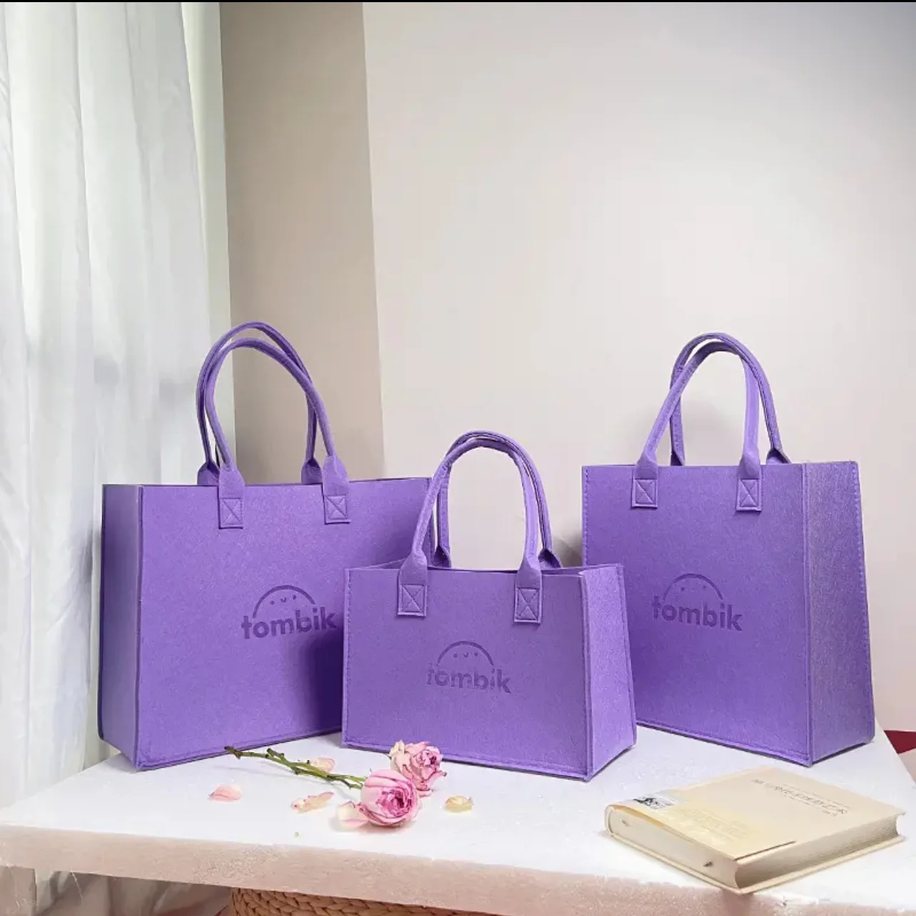 Hot Sell High Quality Colorful Shoulder Shopping Felt Tote Bag With Custom Logo