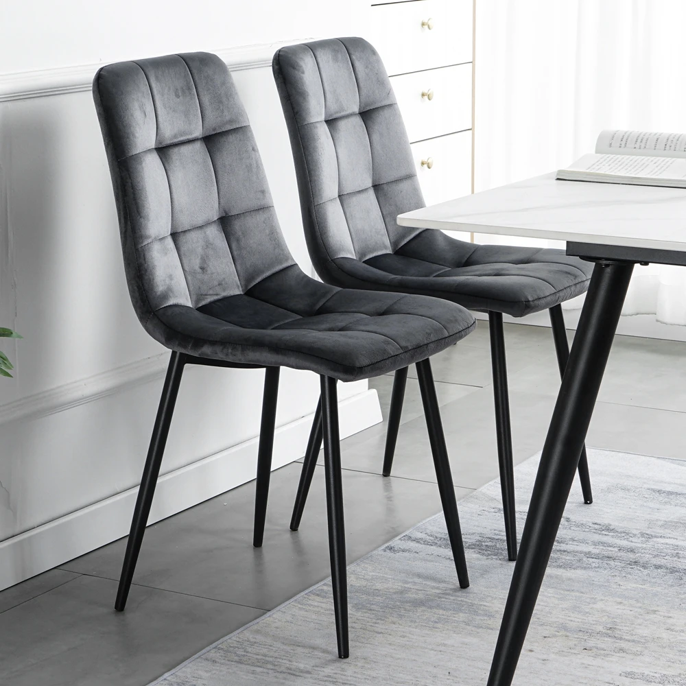 New design hot sale stylish durable velvet fabric multi-colored metal tube leg dining chairs for sale