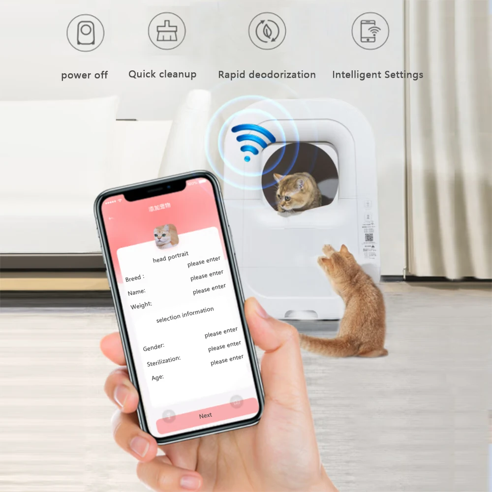 self- cleaning cat robotic litter sifting sand box for large cats with lid bot