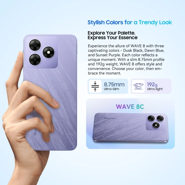 Recommend Blackview WAVE 8 4G Mobile Phone 4GB+256GB 6.56 inch Android 14 Unisoc T606 Octa Core 5000mAh Battery 90Hz Refresh