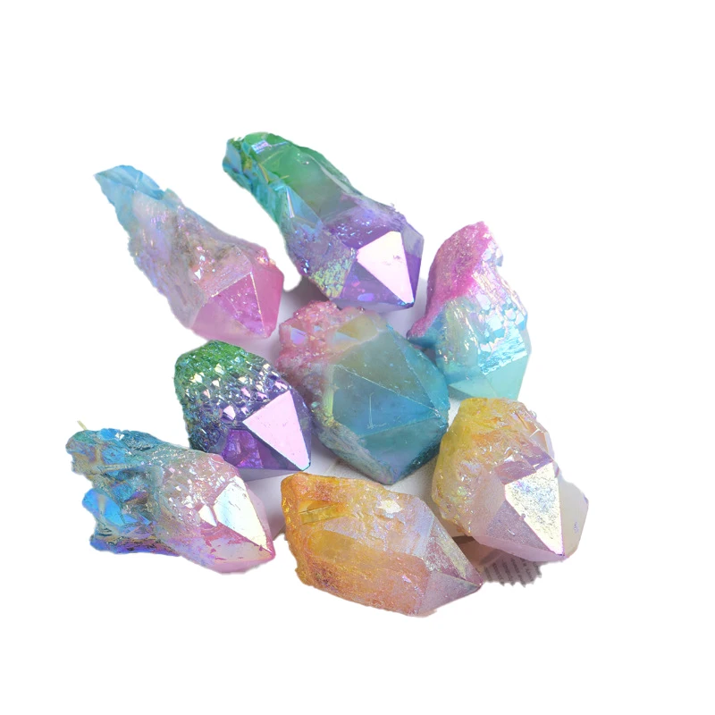 White pineapple crystal natural crystal plating color crystal cluster electroplating two-color single crystal handicrafts