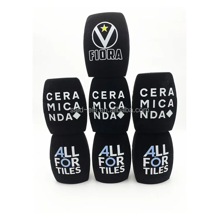 Karaoke microphone foam printed logo TV Youtube channel mic flags Itlay FM radio mic foam windshields
