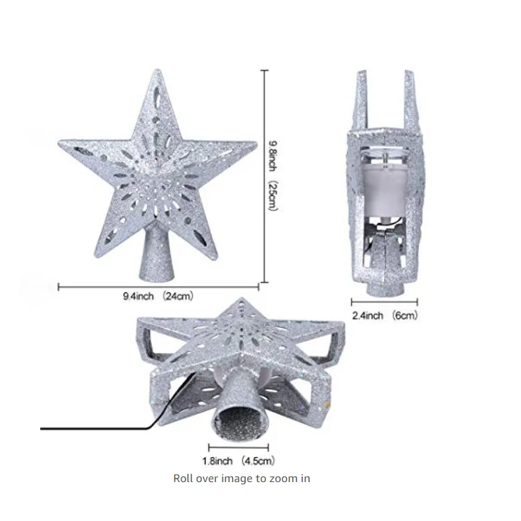 2019 New Design LED christmas trees topper lights with 3D flashing star