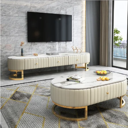 living room furniture stainless steel center table luxury coffee tables and TV stand modern home furniture