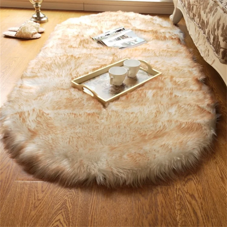 Eco Friendly Washable Round Rug Set Custom Print Double Sheepskin Animal Fur Wool Fluffy Small Carpets Rug