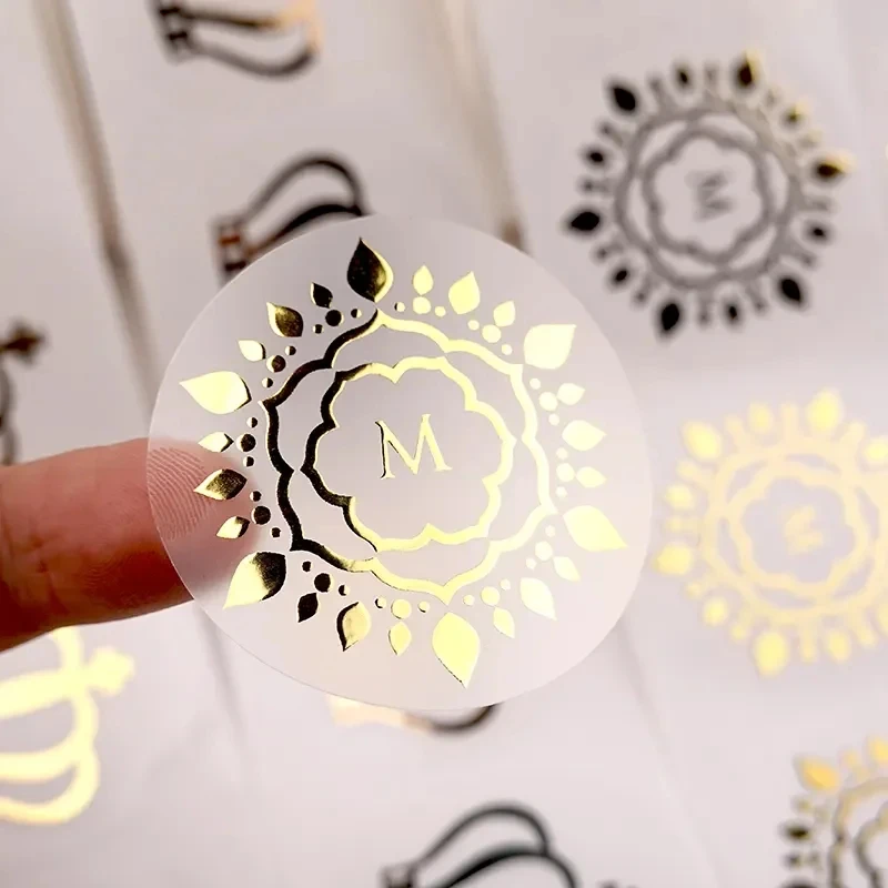 Packaging Adhesive Labels Maker Transparent Stickers Gold Foil Printing reusable Waterproof Clear Sticker Logo Custom
