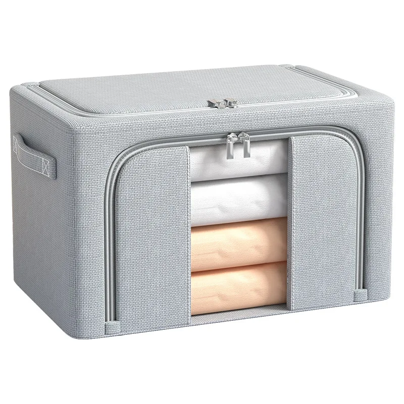 Cotton And Linen Fold Steel Frame Support Household Use Bedroom Wardrobe Comforter Clothes Storage Box With Logo And Color