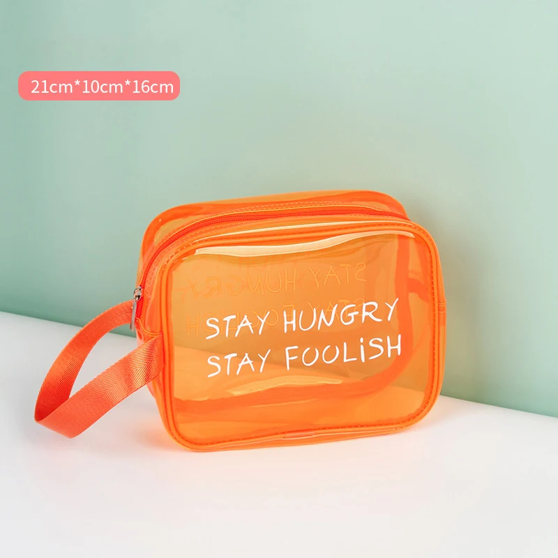 Custom Waterproof Clear Make Up Bags Transparent Travel Toiletry Bag Washable Pvc Zipper Cosmetic Bag