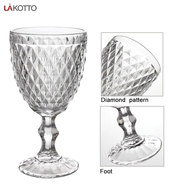 Factory Wholesale Colored Goblet Wine Water Glass Pressed White Blue Glass Goblets Vintage