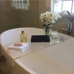 High quality Clear Acrylic bathtub Tray /Storage Bath Rack  for wholesale