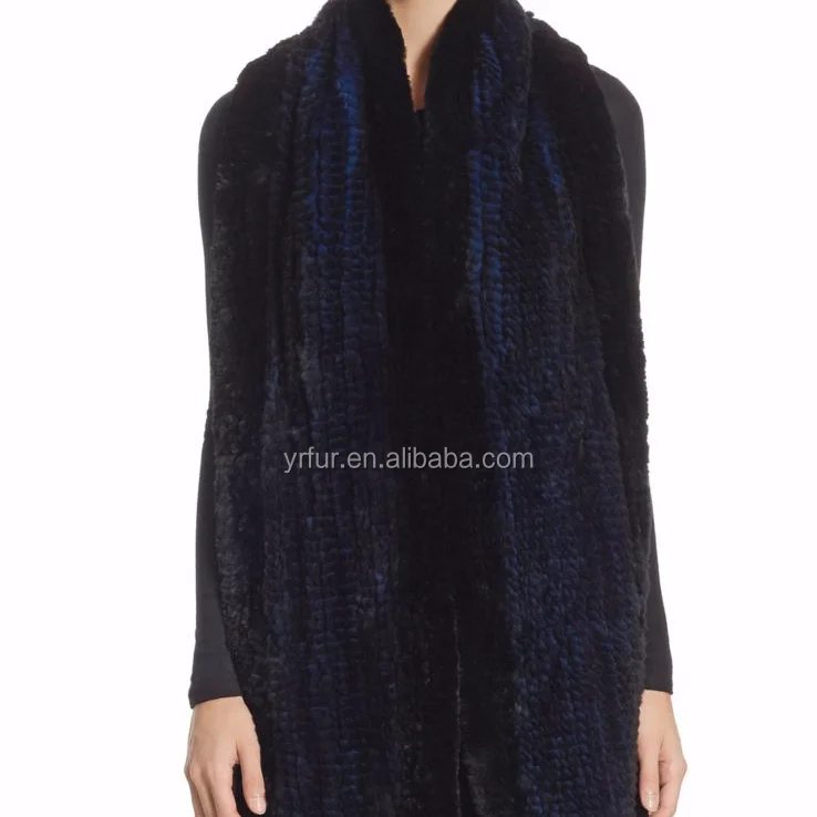 YR1118 Yanran Fur Y.ROGUSA Top Quality Rex Rabbit Fur Hand Knit Scarf Can customize your design