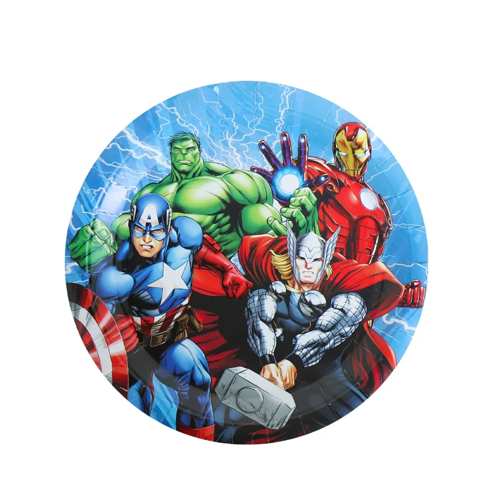Avenger birthday party tableware set meal flag balloon paper tray paper cup tablecloth hero League Marvel party