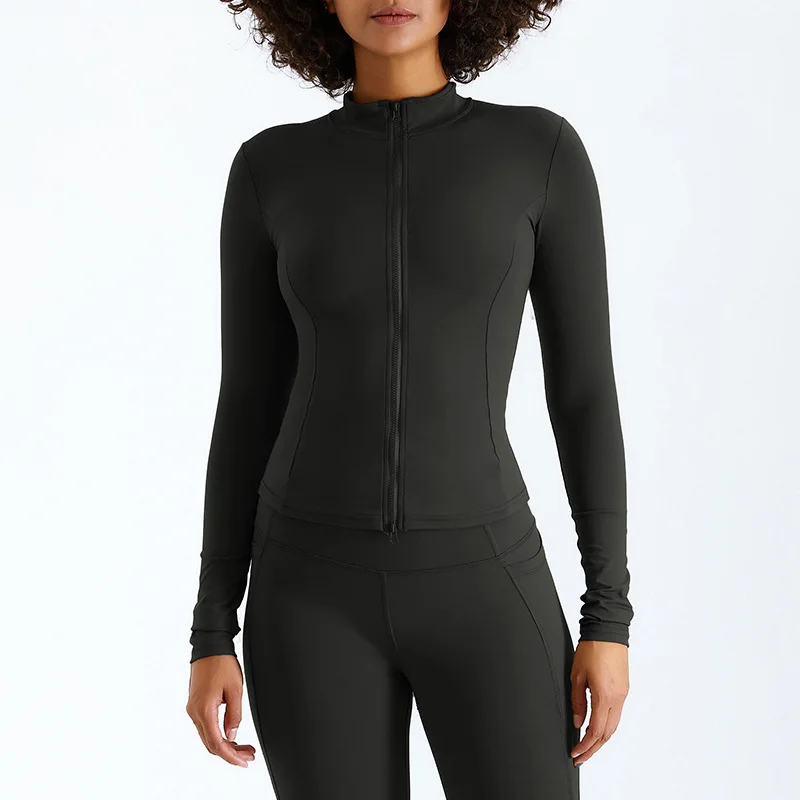 Recycled yoga set lulu sportswear long sleeve women sports jacket and pants