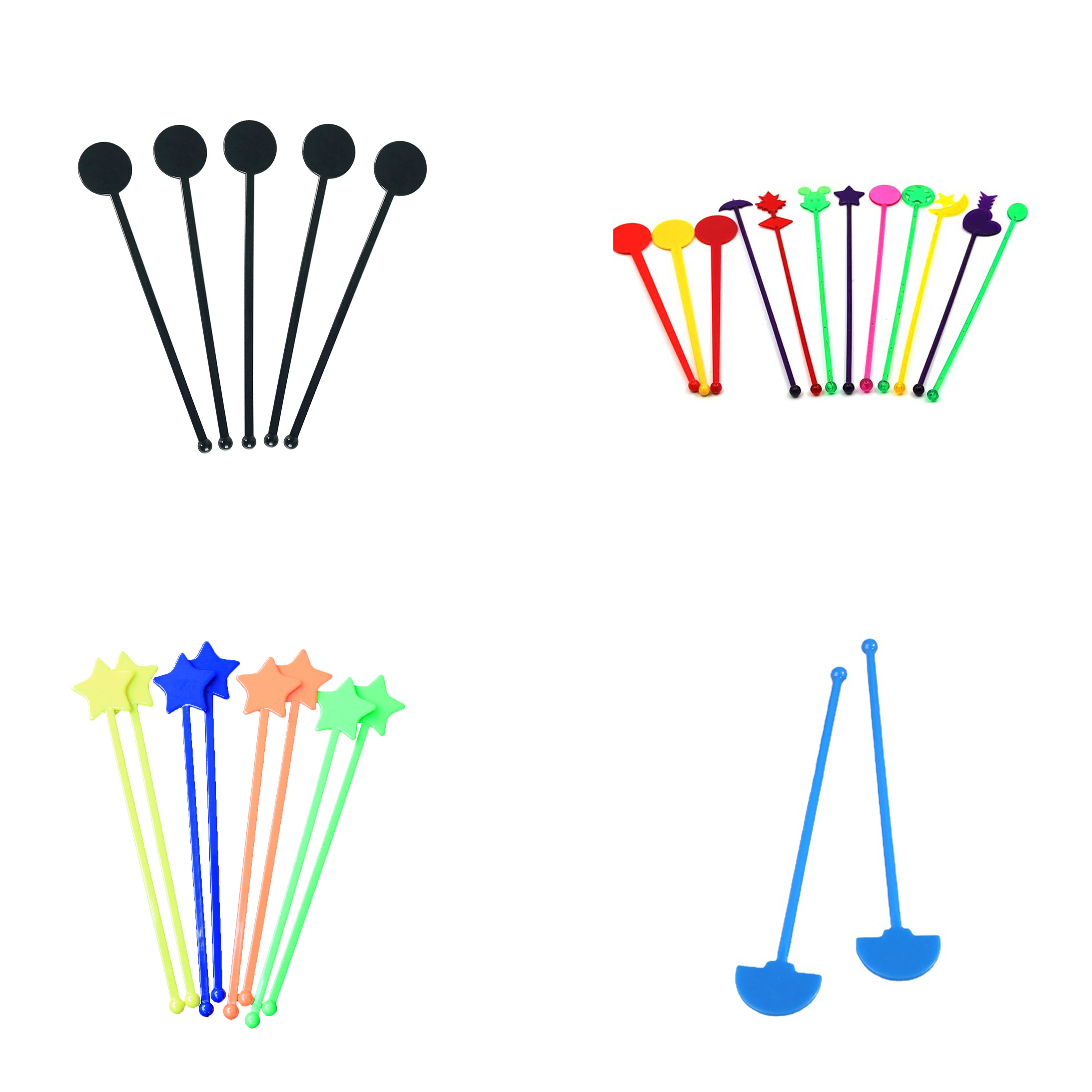 Custom Logo Black Plastic Bar Cocktail Drinks Mixing Rod Cocktail Stirrer for drinking