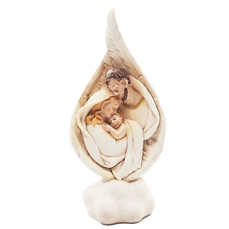 white mary and baby jesus statue desk decor
