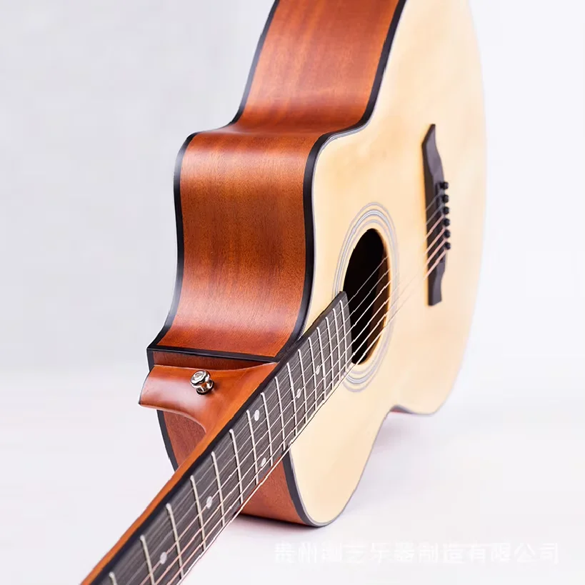Factory Direct Wholesale 41-Inch Single Wooden Student Entry Okoume Folk Musical Guitar Bright Spruce Veneer Surface Cheap Folk