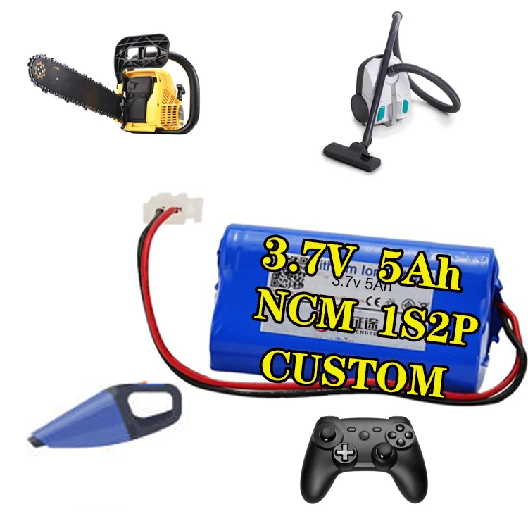 OEM rechargeable battery custom size wires electric gamepad e-tools Vacuum cleaner lithium ion 1S2P 3.7V 18650 5Ah batteries