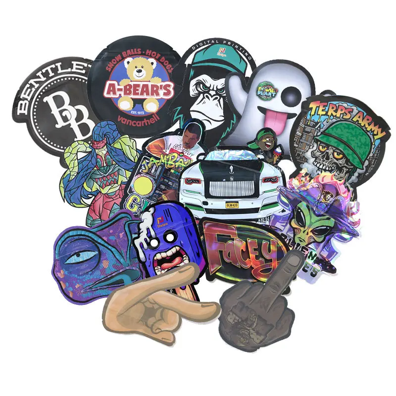 Wholesale MOQ 250pcs Custom Printed Plastic Shaped Gummy Cookie Bags 3.5g Zipper Die Cut Mylar Smell Proof Packaging Bags