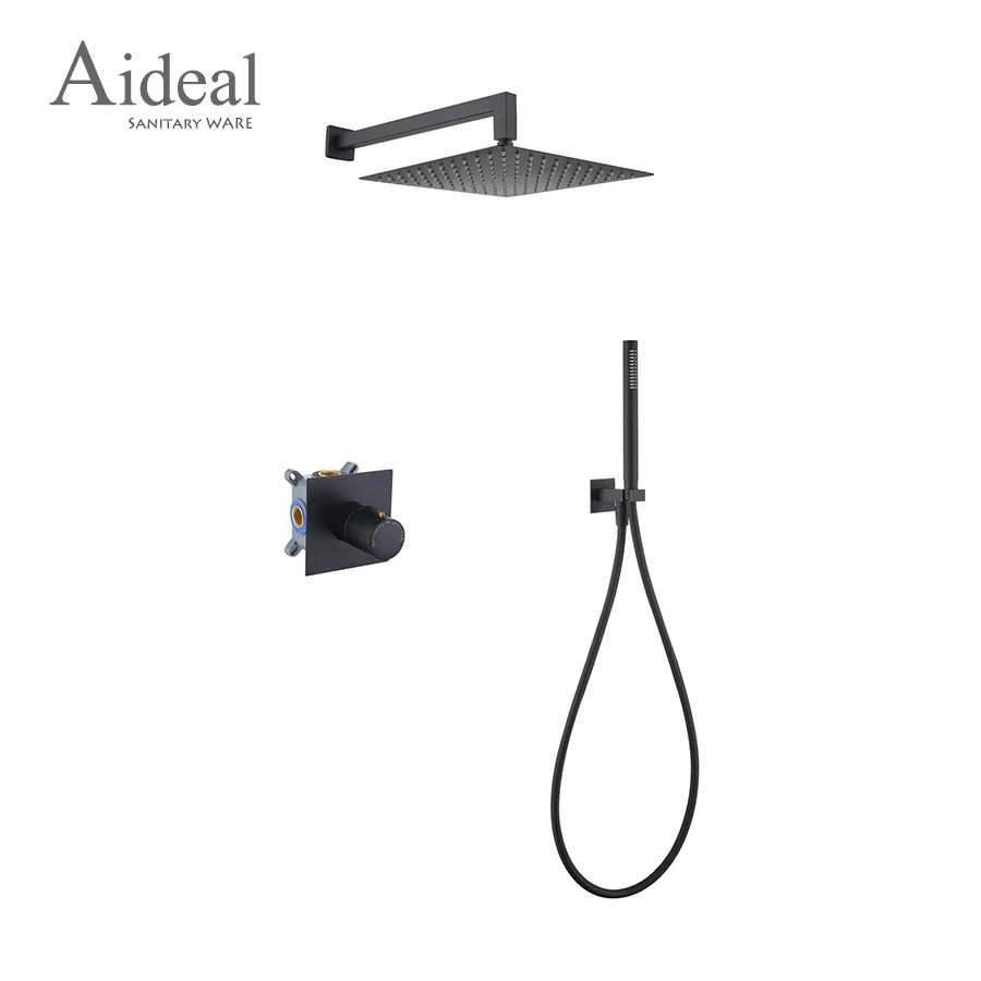 Aideal ultimate elegance experience integrated in one rotate button control brass hot cold water mixer concealed shower set