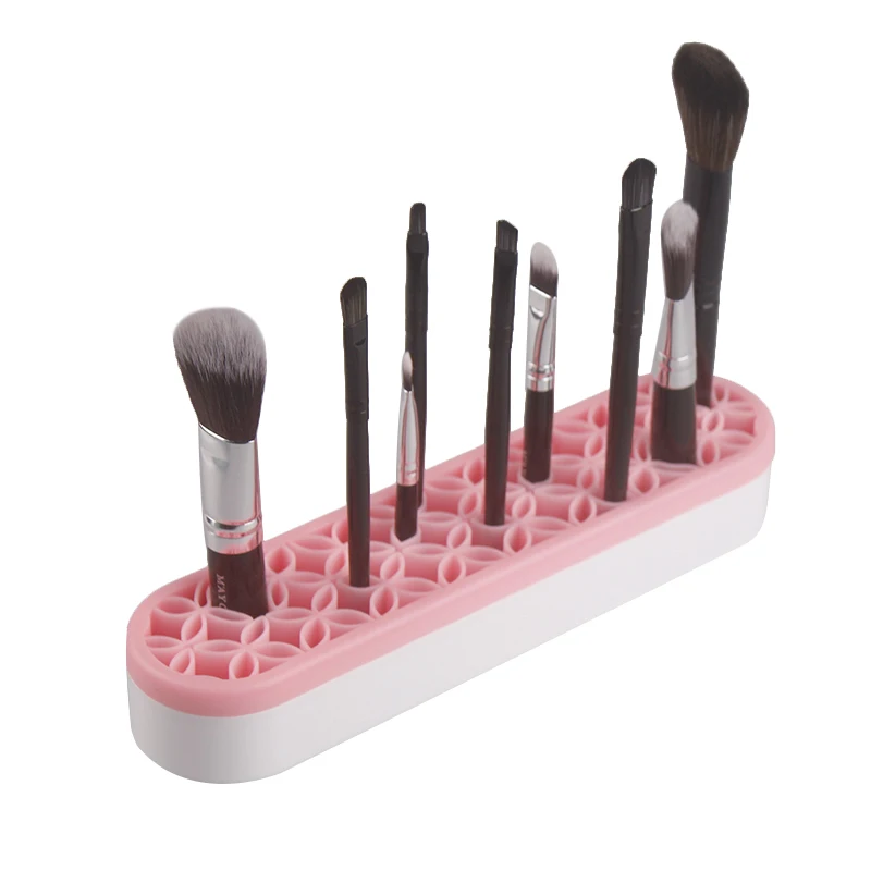 Wholesale Logo Custom Toothbrush Storage Drying Rack Cosmetic Make Up Brush Holder Travel Silicone Makeup Brush Holder