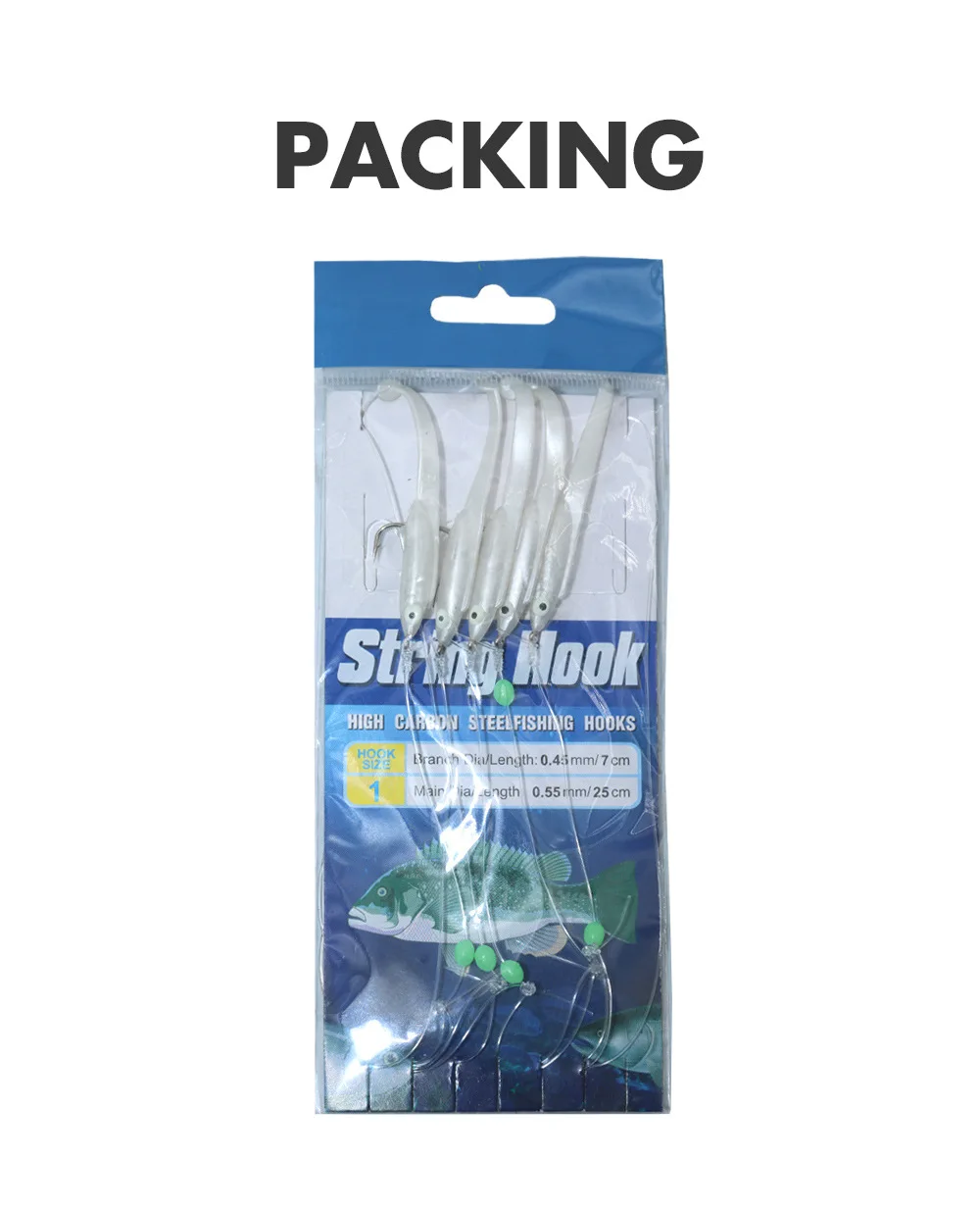 GS Sabiki Rigs Fishing Flasher Lures Bait Rigs Fish Skin Glow Fishing Beads for Freshwater/Saltwater