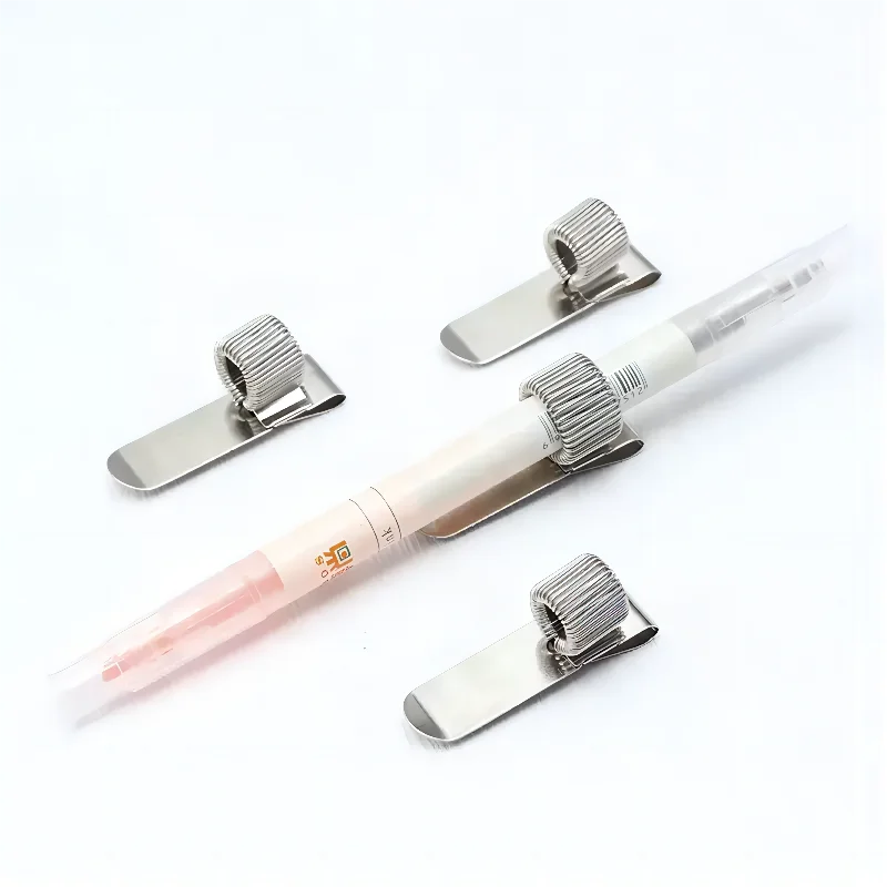 IN STOCK Silver Manganese steel pen clip organizer holder for notebook